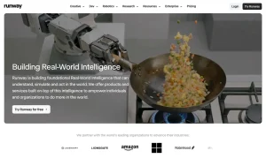 Runway homepage — screenshot of the video AI tool, 2026-10-01