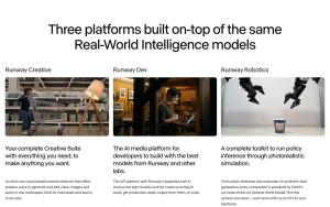 Runway homepage — screenshot of the video AI tool, 2026-10-01