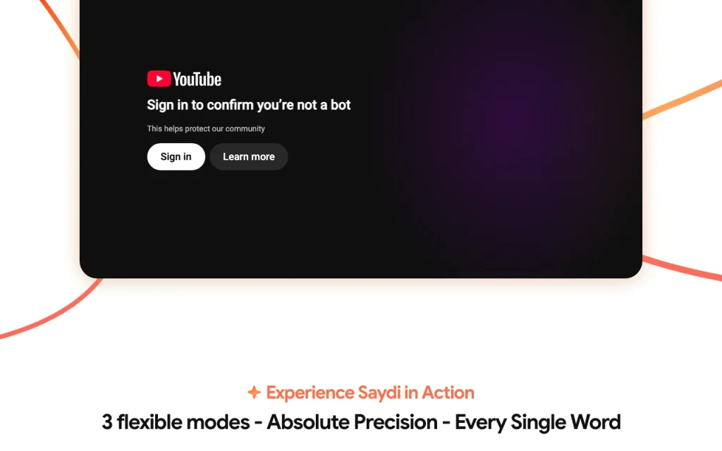 Saydi homepage — screenshot of the audio & voice AI tool, Oct 1, 2026