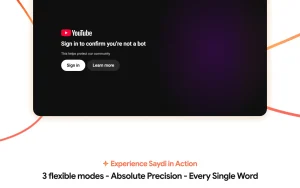 Saydi homepage — screenshot of the audio & voice AI tool, 2026-10-01