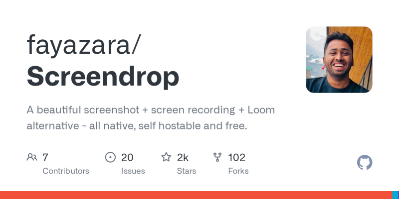 Captura de la página de inicio de Screendrop, herramienta de IA productividad y escritura