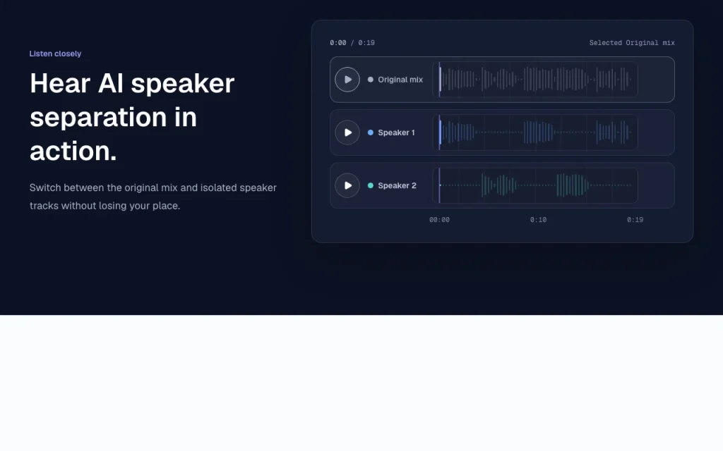 Seply homepage — screenshot of the audio & voice AI tool, Oct 1, 2026