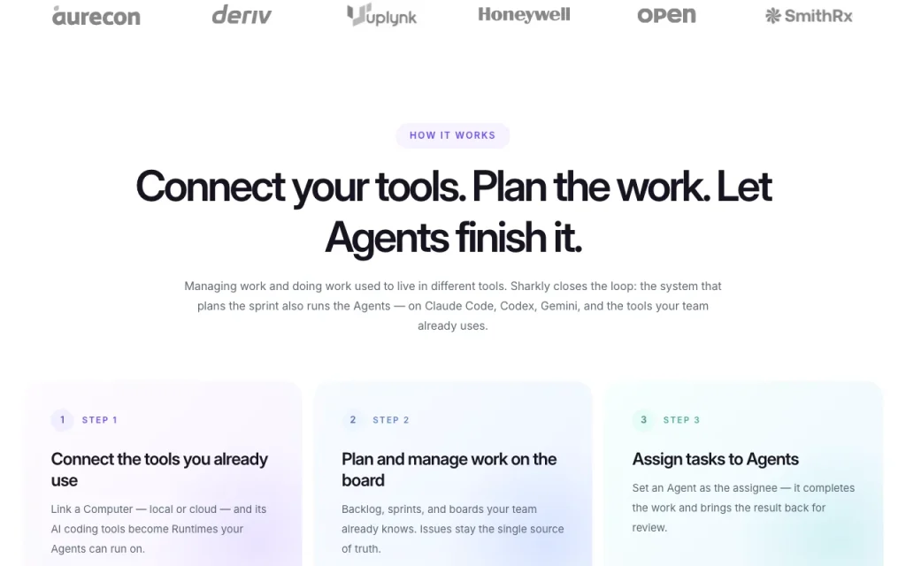 Sharkly homepage — screenshot of the coding AI tool, Oct 1, 2026
