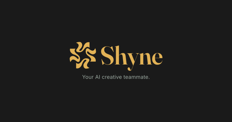 Shyne homepage screenshot, image generation AI tool