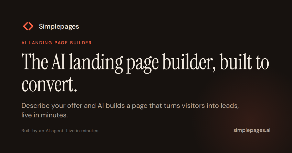 Capture d'écran de la page d'accueil de SimplePages, outil d'IA productivité et rédaction