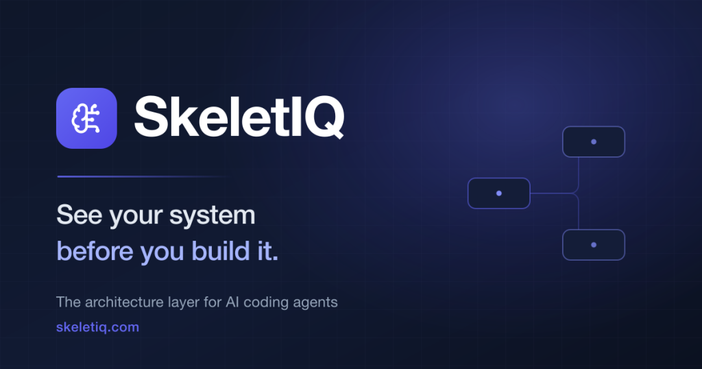 Captura de la página de inicio de SkeletIQ, herramienta de IA programación
