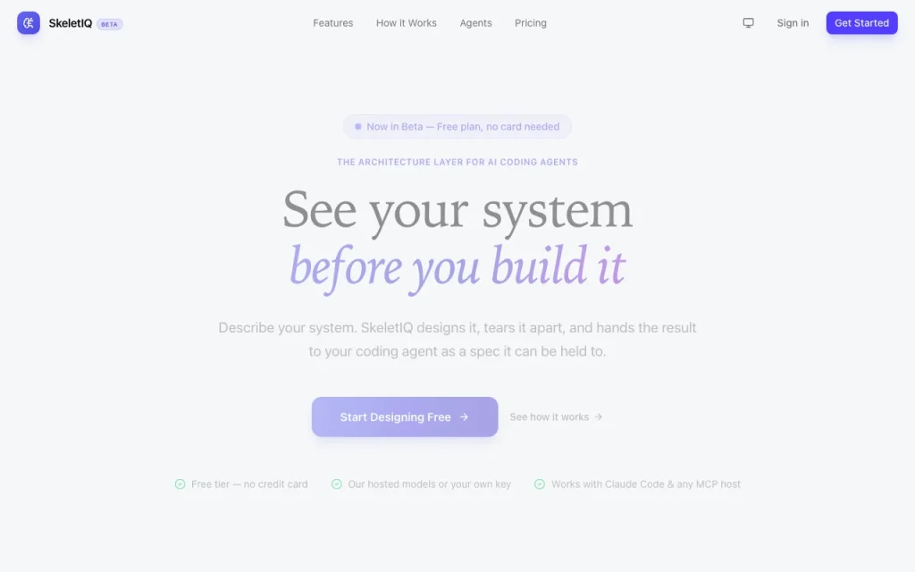 SkeletIQ Startseite – Screenshot des KI-Tools coding, Oct 2, 2026