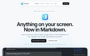 Snapdown homepage — screenshot of the productivity & writing AI tool, 2026-10-01