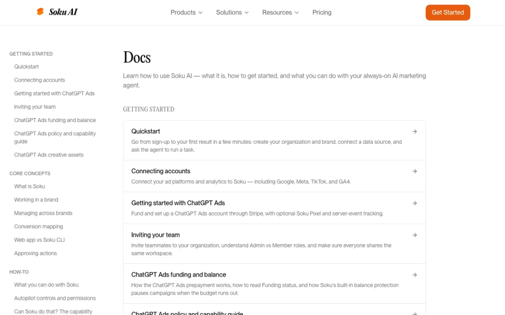 Soku AI documentation — screenshot of the productivity & writing AI tool, Oct 1, 2026