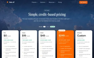 Soku AI pricing page with plans and prices — screenshot of the productivity & writing AI tool, 2026-10-01