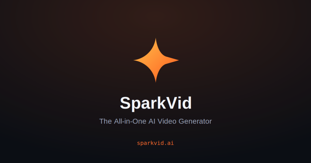 Capture d'écran de la page d'accueil de SparkVid, outil d'IA vidéo