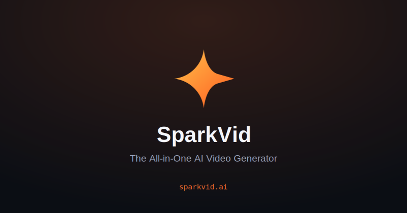 SparkVid homepage screenshot, video AI tool