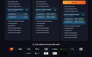 SparkVid pricing page with plans and prices — screenshot of the video AI tool, 2026-10-01