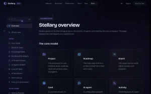 Stellary documentation — screenshot of the productivity & writing AI tool, 2026-10-01