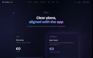 Stellary pricing page with plans and prices — screenshot of the productivity & writing AI tool, 2026-10-01