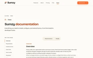 Sumzy documentation — screenshot of the productivity & writing AI tool, 2026-10-01