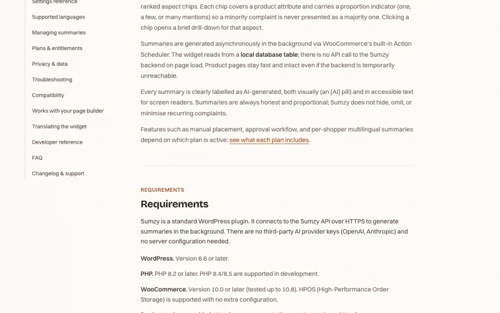 Sumzy documentation — capture d'écran de l'outil d'IA productivité et rédaction, Oct 1, 2026