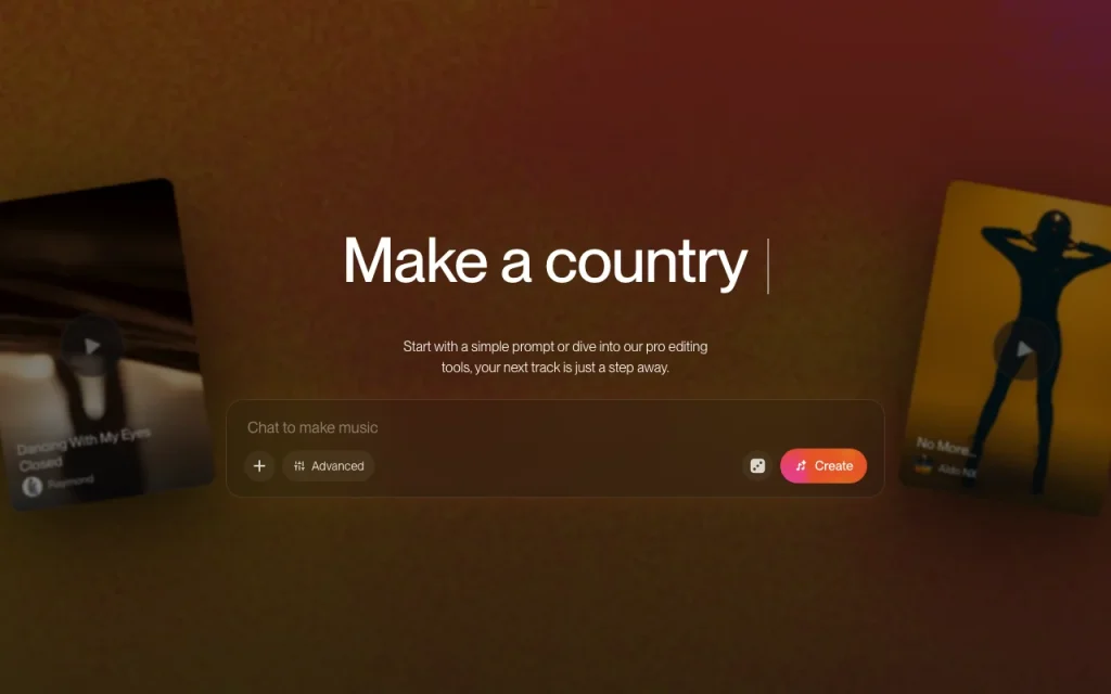 Suno homepage — screenshot of the audio & voice AI tool, Oct 1, 2026