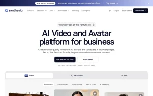 Synthesia homepage — screenshot of the video AI tool, 2026-10-01