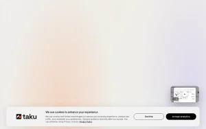 Taku homepage — screenshot of the productivity & writing AI tool, 2026-10-01