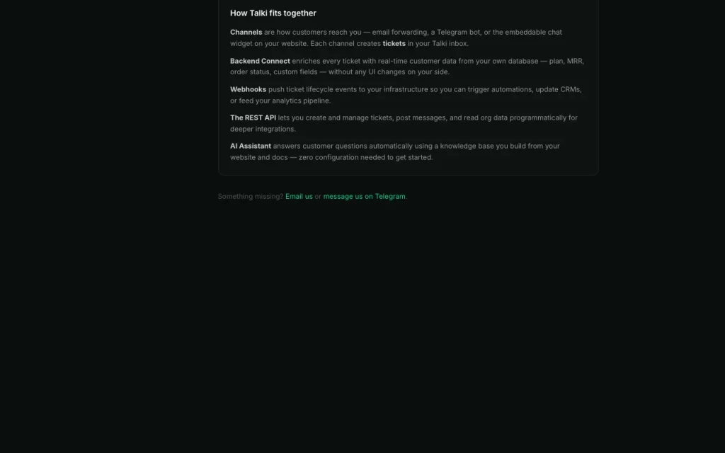 Talki documentação: captura de tela da ferramenta de IA produtividade & escrita, Oct 1, 2026