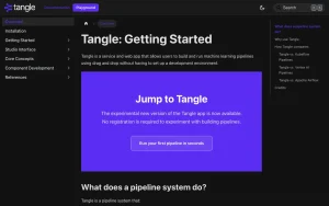 Tangle documentation — screenshot of the coding AI tool, 2026-10-01