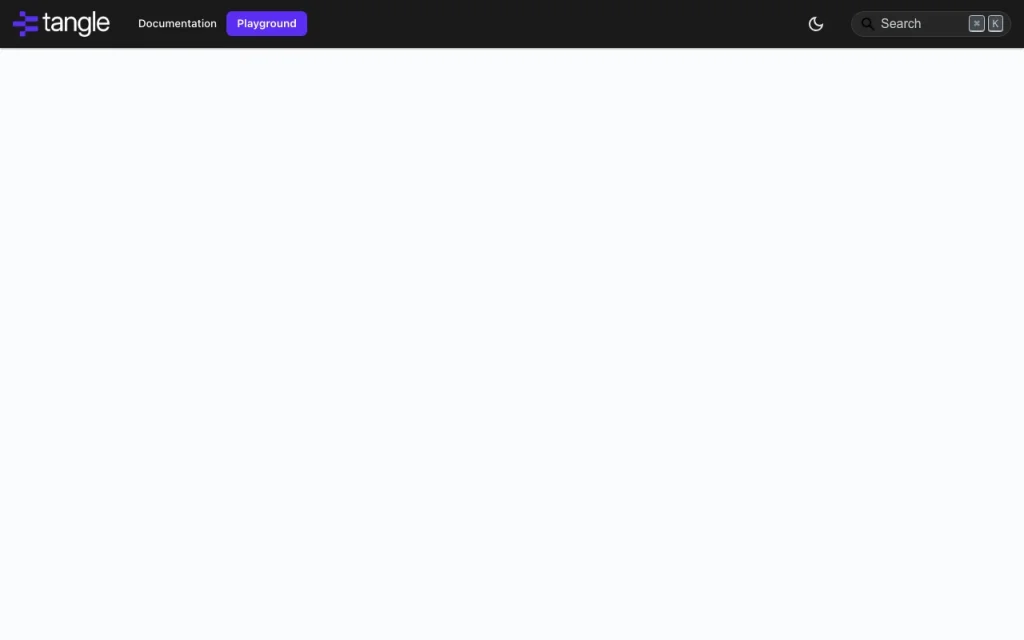 Tangle página inicial: captura de tela da ferramenta de IA programação, Oct 1, 2026