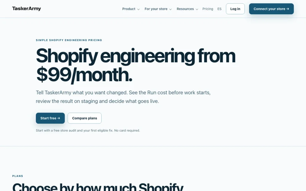 TaskerArmy pricing page with plans and prices — screenshot of the coding AI tool, Oct 1, 2026