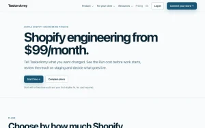 TaskerArmy pricing page with plans and prices — screenshot of the coding AI tool, 2026-10-01