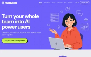 TeamBrain about page — screenshot of the productivity & writing AI tool, 2026-10-01
