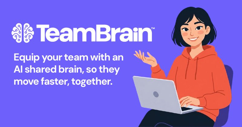 TeamBrain Startseite, Screenshot, KI-Tool produktivität & schreiben