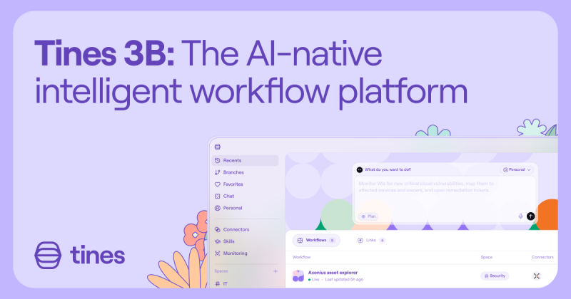 Tines 3B Startseite, Screenshot, KI-Tool produktivität & schreiben