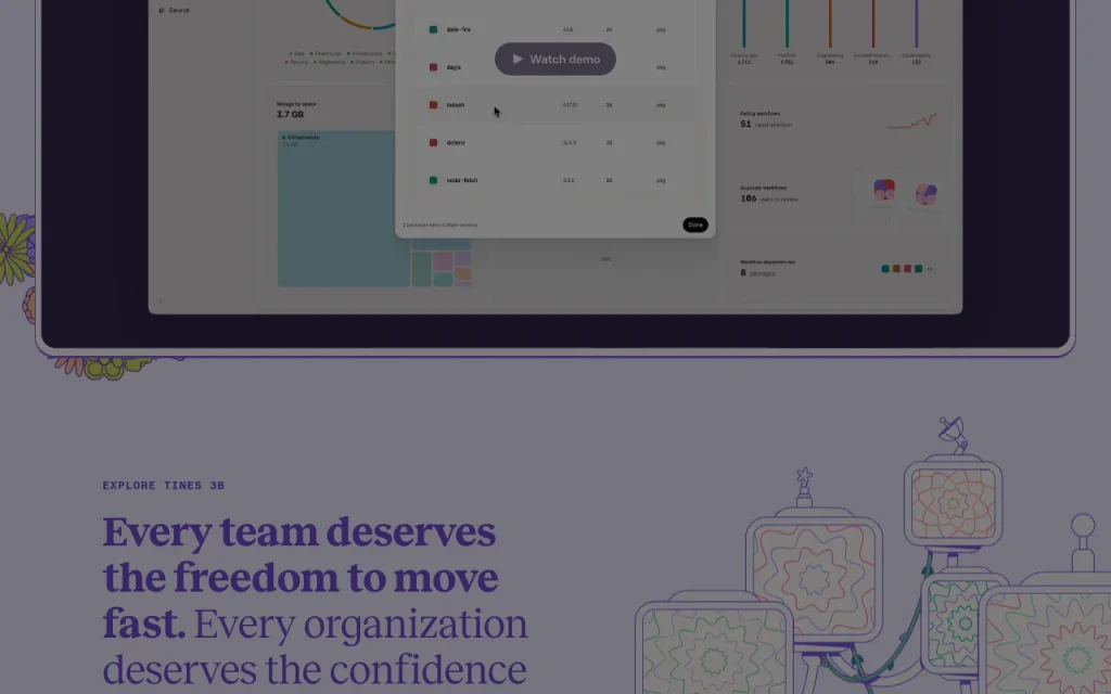 Tines 3B homepage — screenshot of the productivity & writing AI tool, Oct 1, 2026