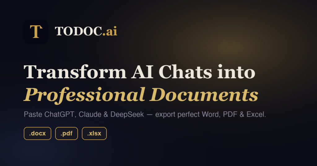 TODOC.ai homepage screenshot, productivity & writing AI tool