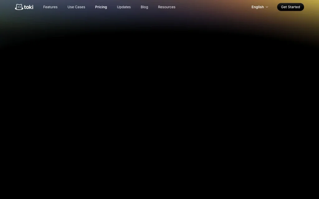 Toki pricing page with plans and prices — screenshot of the productivity & writing AI tool, Oct 1, 2026