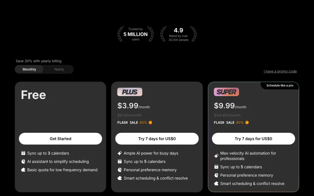 Toki pricing page with plans and prices — screenshot of the productivity & writing AI tool, Oct 1, 2026