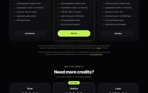 Trify3D pricing page with plans and prices — screenshot of the image generation AI tool, 2026-10-01