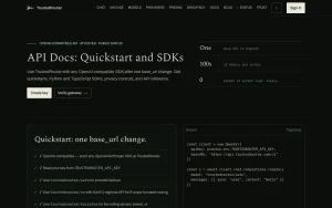 TrustedRouter API documentation — screenshot of the coding AI tool, 2026-10-01