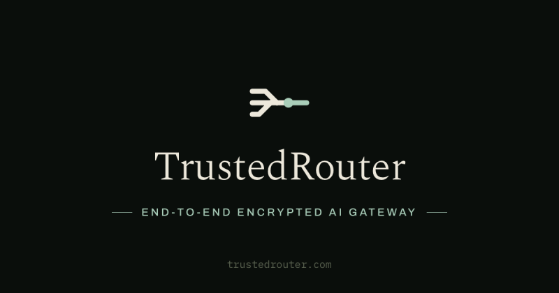 TrustedRouter homepage screenshot, coding AI tool