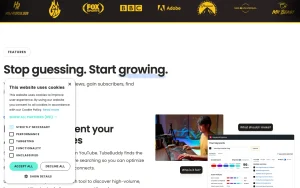 TubeBuddy homepage — screenshot of the video AI tool, 2026-10-01