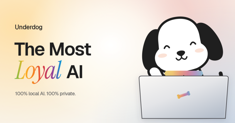 Underdog homepage screenshot, productivity & writing AI tool