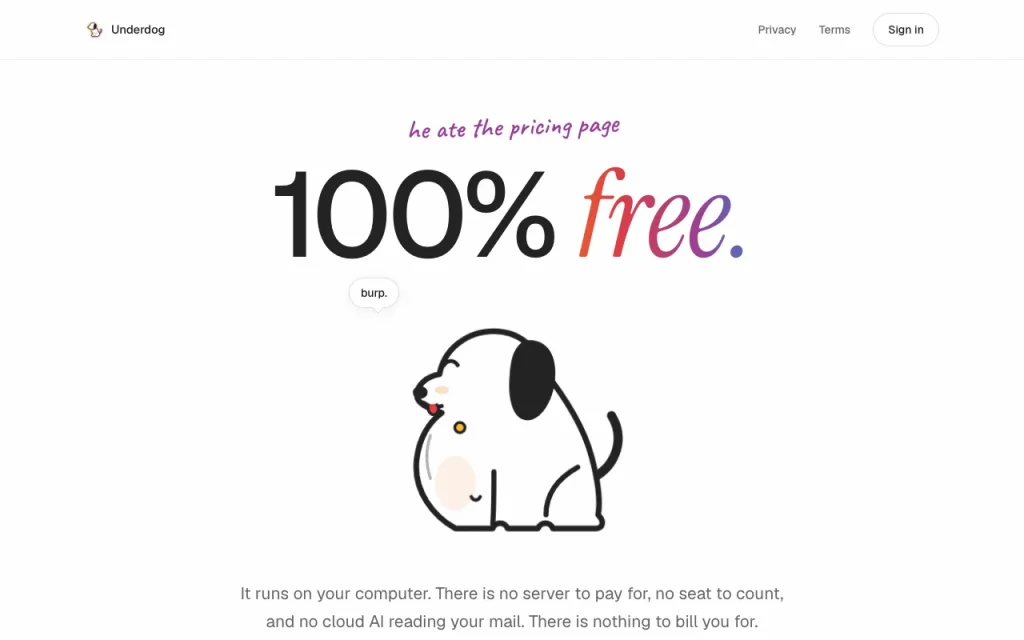 Underdog page de tarifs avec offres et prix — capture d'écran de l'outil d'IA productivité et rédaction, Oct 1, 2026