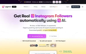 UpGrow homepage — screenshot of the productivity & writing AI tool, 2026-10-01