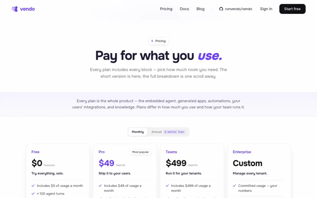 Vendo página de precios con planes y precios — captura de pantalla de la herramienta de IA programación, Oct 1, 2026