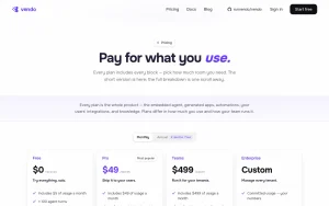 Vendo pricing page with plans and prices — screenshot of the coding AI tool, 2026-10-01