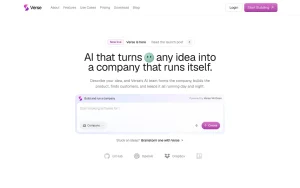Verse homepage — screenshot of the productivity & writing AI tool, 2026-10-01