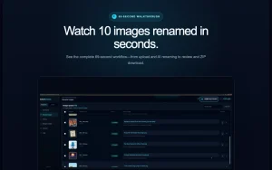 VisionRenamer homepage — screenshot of the productivity & writing AI tool, 2026-10-01