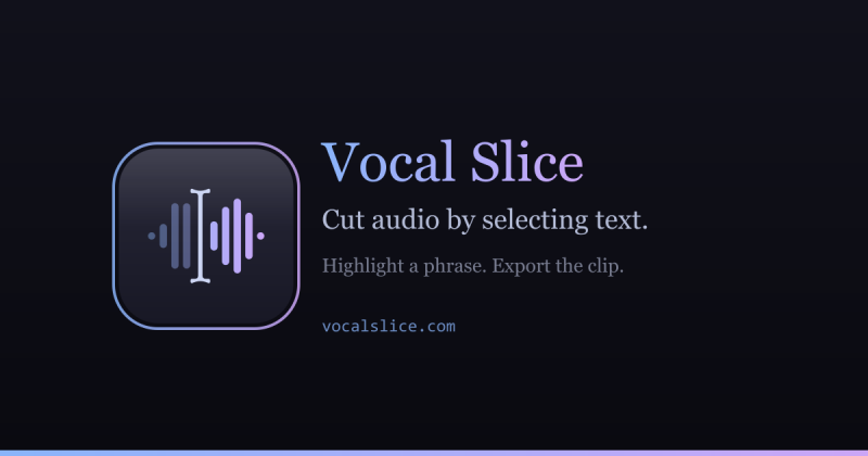 Vocal Slice homepage screenshot, audio & voice AI tool