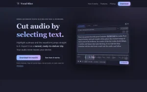Vocal Slice homepage — screenshot of the audio & voice AI tool, 2026-10-02