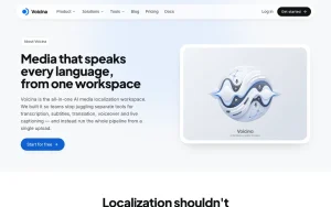 Voicina about page — screenshot of the audio & voice AI tool, 2026-10-01
